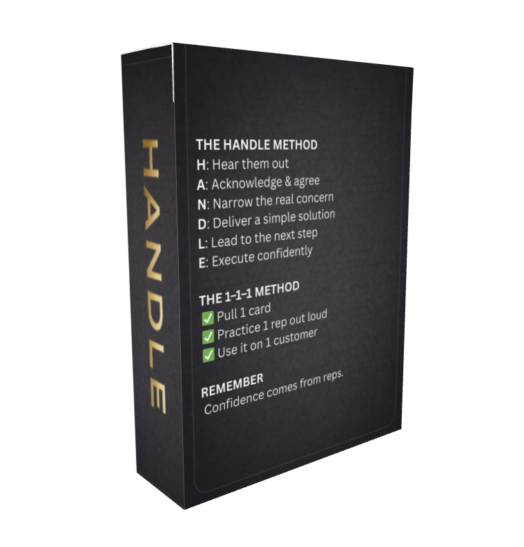 HANDLE: Car Sales Objection Training Deck (52 Cards)